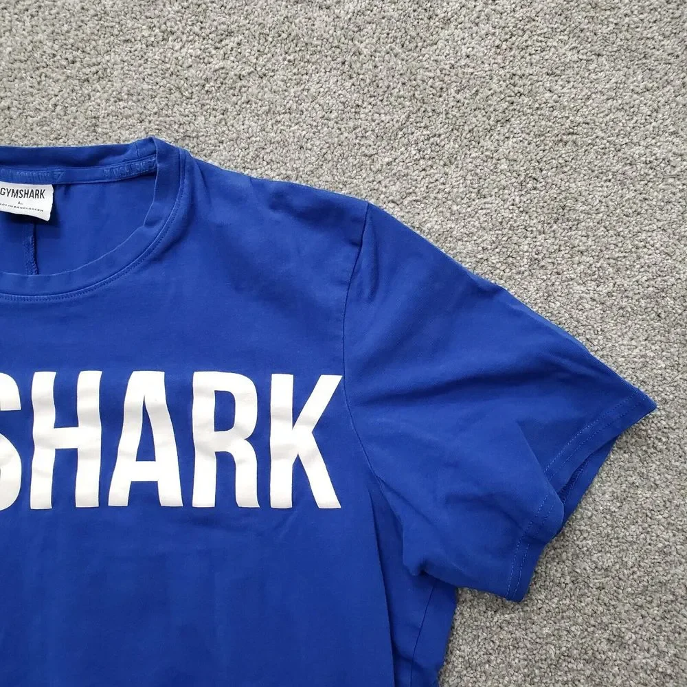 Gymshark Shirt Adult Large Blue Short Sleeve Crew Spell Out Logo Ladies - Picture 4 of 10